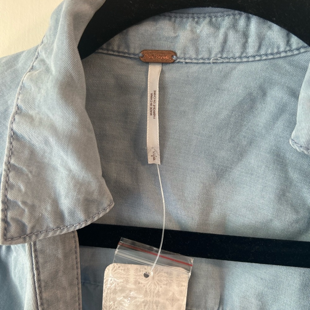 Free People Light Blue Denim Shirt